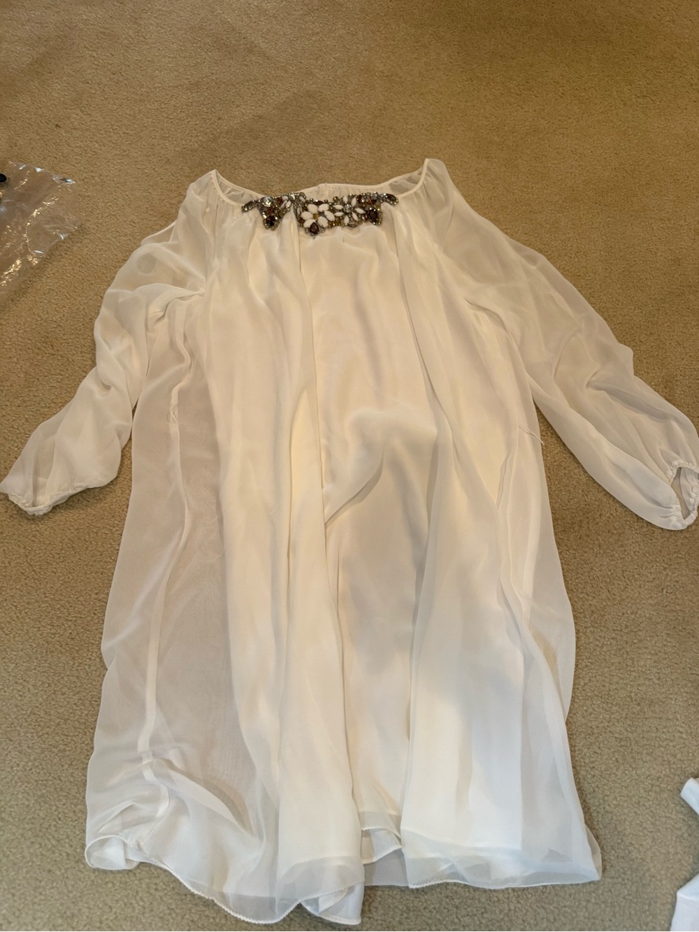 Chelsea & Violet White Beaded Chiffon Mini Dress